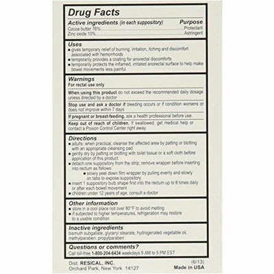 Calmol 4 Hemorrhoidal Suppositories 24 Count