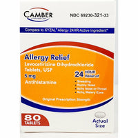 Allergy Relief (Levocetirizine) 5 mg 80 Tablets by Camber - Image 1