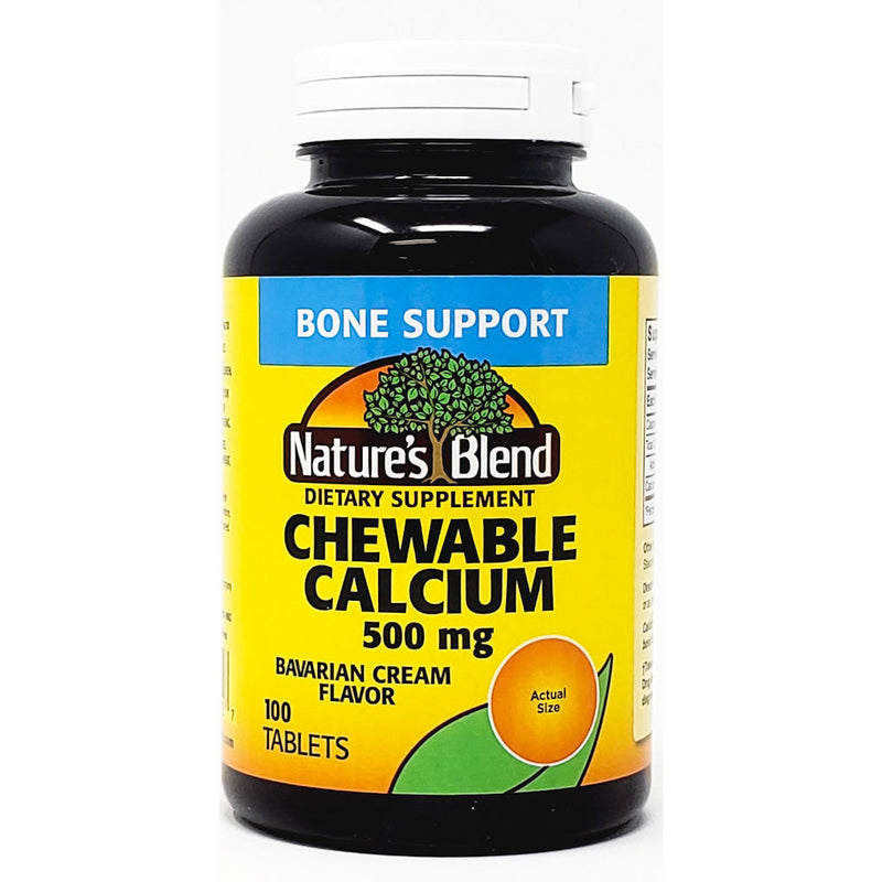 Calcium 500 mg 100 Chewable Tablets by Natures Blend - Main product image
