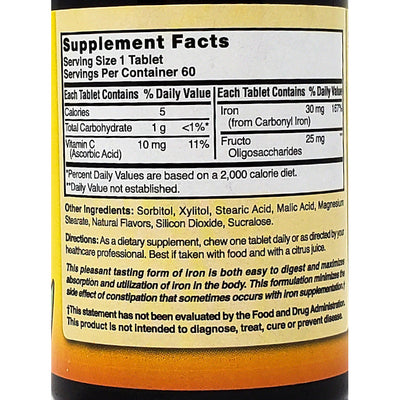 Chewable Iron 30 mg 60 Tablets by Nature's Blend