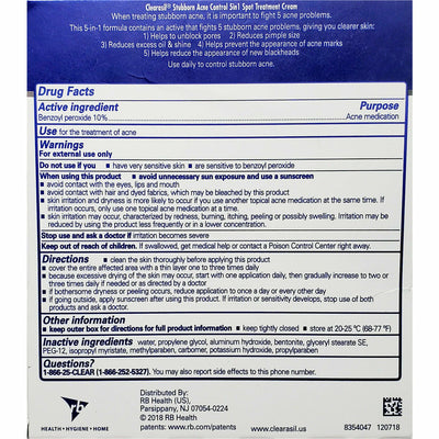 Clearasil 5 in 1 Spot Acne Treatment Cream, 1 oz