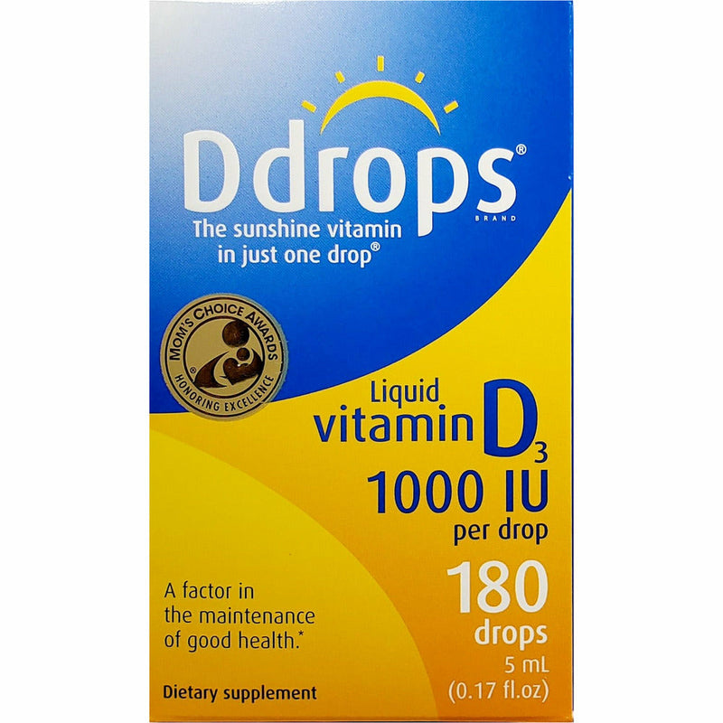Ddrops Liquid Vitamin D3 Drops, 25 mcg (1000 IU) 180 Drops - Main product image