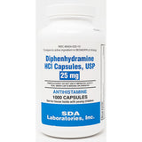 Diphenhydramine HCl, 25 mg 1000 Capsules by SDA