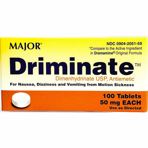 Driminate 50 mg (Antiemetic) 100 Tablets by Major