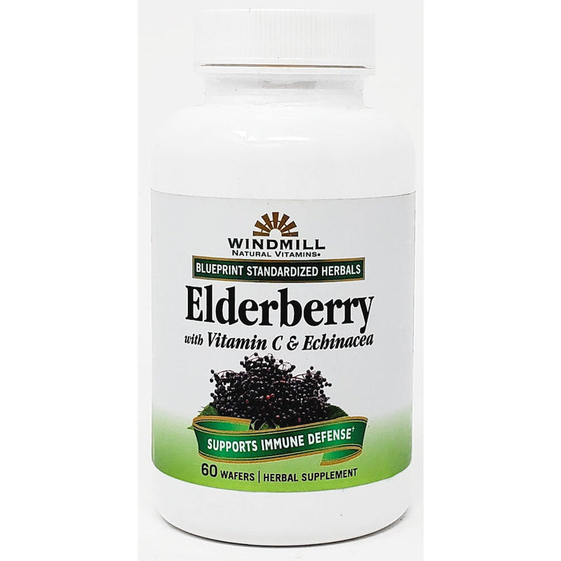 Elderberry with Vitamin C & Echinacea 60 Chewable Wafers by Windmill - Main product image