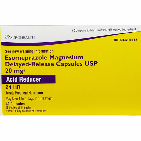 Esomeprazole Magnesium 20 mg, by AuroHealth (Delayed Release) 42 Capsules