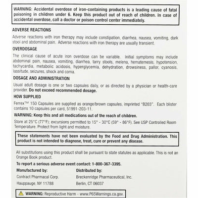 Ferrex 150 Iron Complex, 100 Capsules