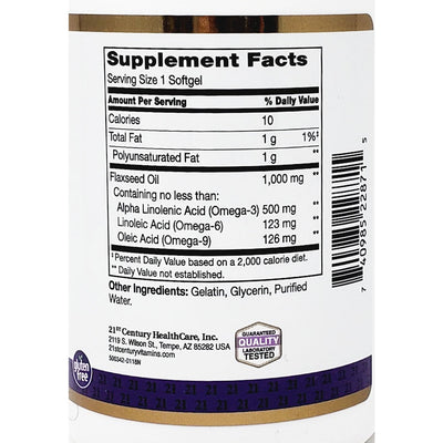 Flaxseed Oil 1000 mg 120 Softgels by 21st Century