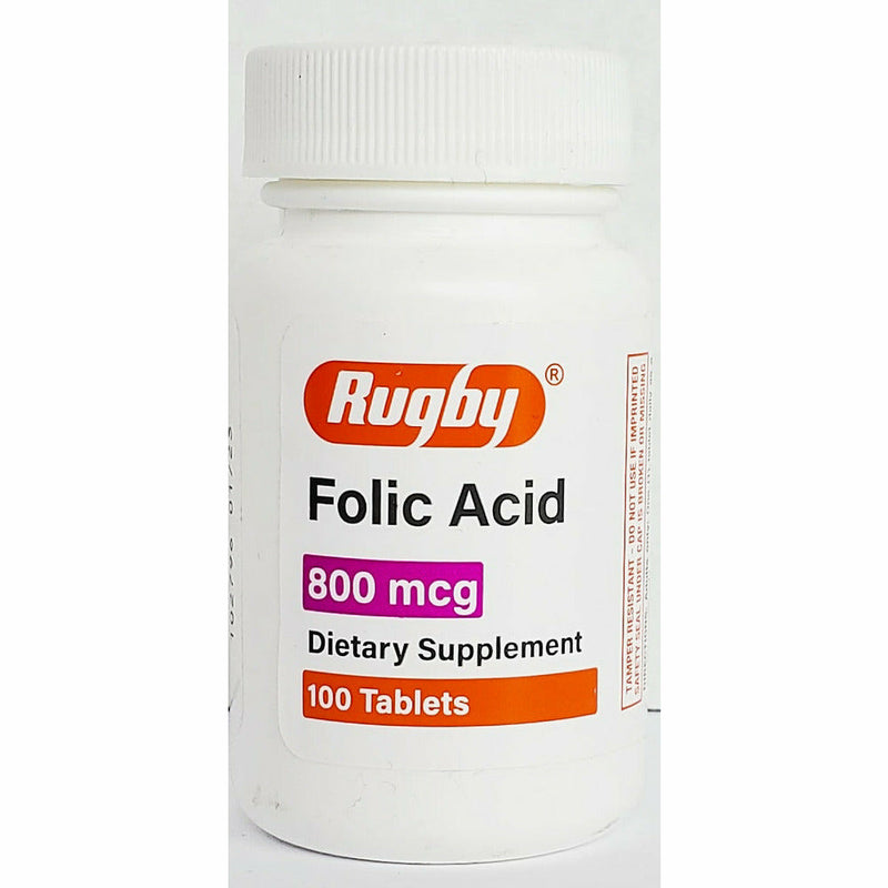 Folic Acid 800 mcg 100 Tablets by Rugby (1 or 3 pack) - Main product image
