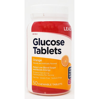 Glucose Tablets 50  Chewable Tablets (Orange Flavor) by Leader