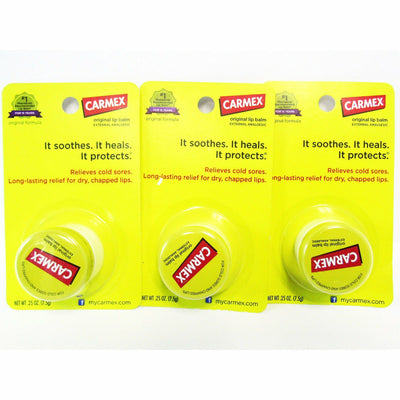 Carmex Original Lip Balm Jar 0.25 oz Each (3 Pack)