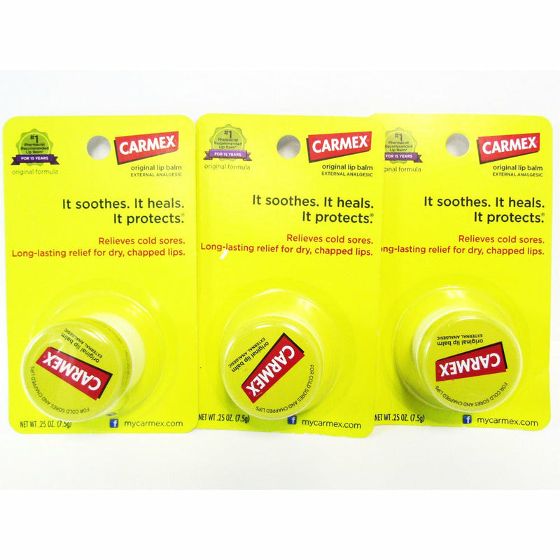 Carmex Original Lip Balm Jar, 0.25 oz Each (3 Pack) - Main product image