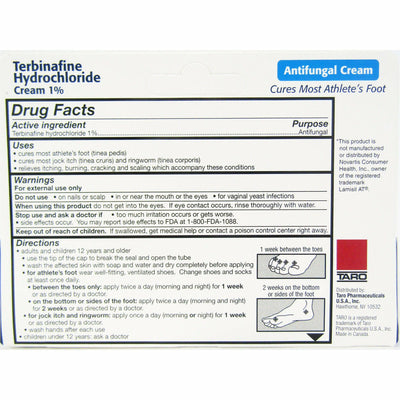 Terbinafine Hydrochloride 1%,  Anti-Fungal Cream 1 oz 