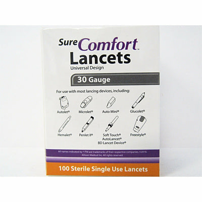Sure Comfort Sterile Lancets 30 Gauge 100 Count (1 2 Or 4 Pack) Diabetic Needs