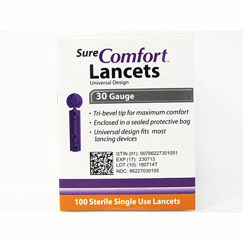 Sure Comfort Sterile Lancets 30 Gauge 100 Count (1 2 Or 4 Pack) 1 Pack Diabetic Needs