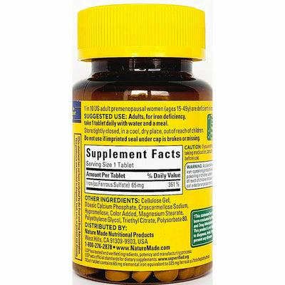 Iron 65 mg 180 Tablets by Nature Made