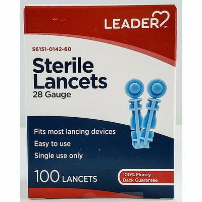 Lancets 28 Gauge 100 Count by Leader