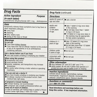 Levocetirizine 5 mg 35 Tablets by Leader