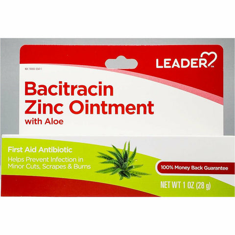Leader Bacitracin Zinc Ointment with Aloe, 1 oz