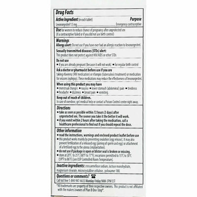 Levonorgestrel (Emergency Contraceptive) 1 Dose