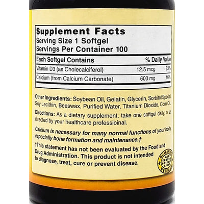Liquid Calcium 600 mg w/ Vitamin D3 (500 IU) 100 Softgels by Natures Blend
