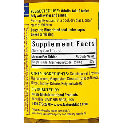 Magnesium 250 mg 200 Tablets by Nature Made