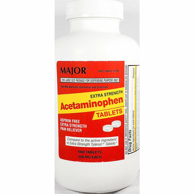 Major Acetaminophen, 500 mg 1000 Tablets