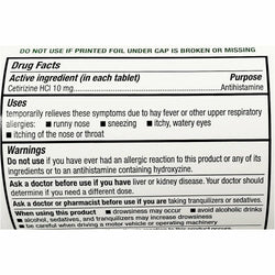 Major Cetirizine 10 mg, 500 Tablets