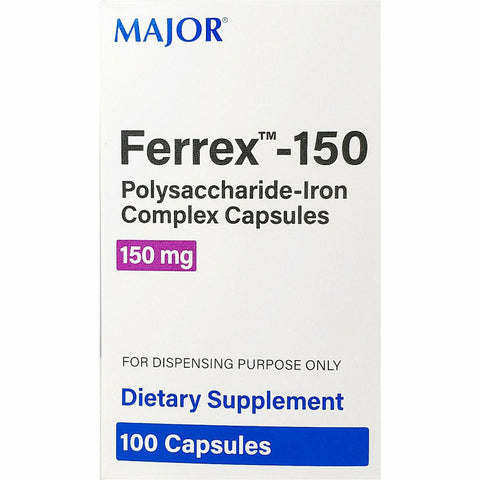 Major Ferrex 150 Polysaccharide Iron, Blister Pack 100 Capsules 