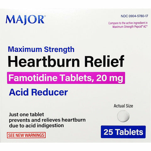 Major Heartburn Relief, Famotidine 20 mg 25 Tablets 