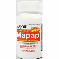 Acetaminophen 500 mg (Mapap) 100 Capsules by Major - Image 1