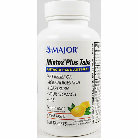 Mintox Plus Tabs, by Major 100 Tablets (Lemon Mint Flavor)