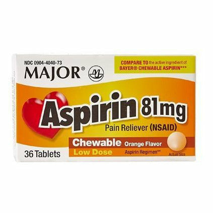 Major Chewable Aspirin, 81 mg 36 Tablets 