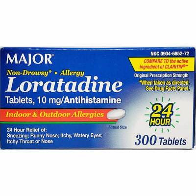 Loratadine 10 mg, 300 Tablets by Major