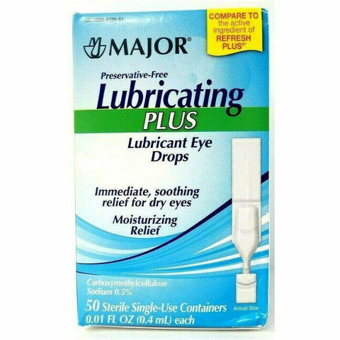 Major Lubricating Plus Eye Drops, 50 Sterile Single-Use
