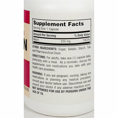 Niacin 250 mg 100 Capsules (Timed Release) by Major