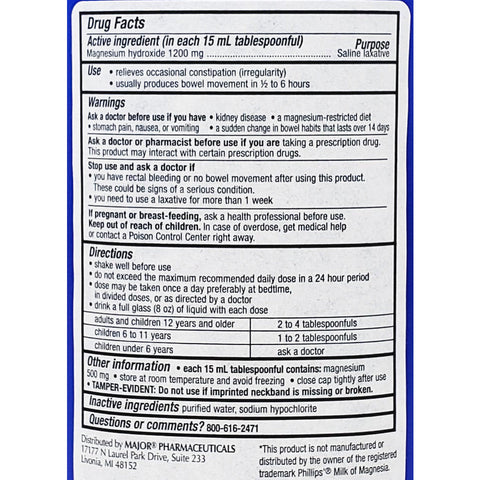 Milk Of Magnesia Label