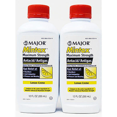Mintox (Antacid/Antigas) 12 fl oz each (2 or 4 Pack) by Major