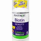 Natrol Biotin Beauty 5000 mcg, Fast Dissolve (Strawberry Flavor) 90 Tablets
