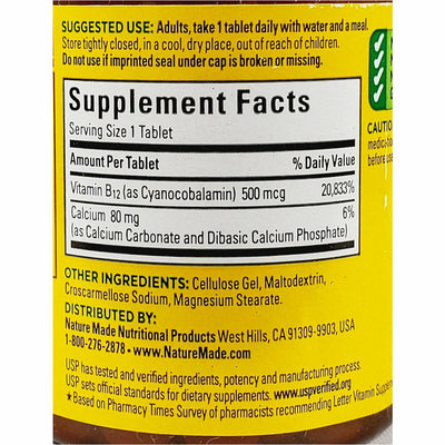Vitamin B12, 500 mcg 100 Tablets by Nature Made