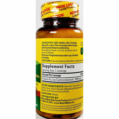 Nature Made Vitamin B12 Sublingual, 1000 mcg (Cherry Flavor) 50 Micro-Lozenges