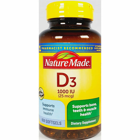 Nature Made Vitamin D3, 1000 mcg 650 Softgels (Immune Support)