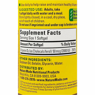 Vitamin D3, 2000 IU (50 mcg) 90 Softgels 