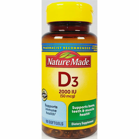 Nature Made Vitamin D3, 2000 IU (50 mcg) 90 Softgels (Immune Support)