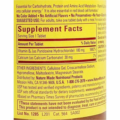 Nature Made B6 100 mg, 100 Tablets 