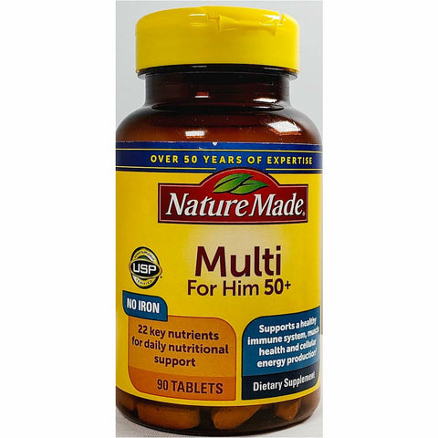 Multi for Him 50 plus (No Iron) 90 Tablets by Nature Made