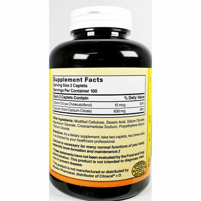 Calcium Citrate 630 mg with Vitamin D3, 200 Caplets by Natures Blend