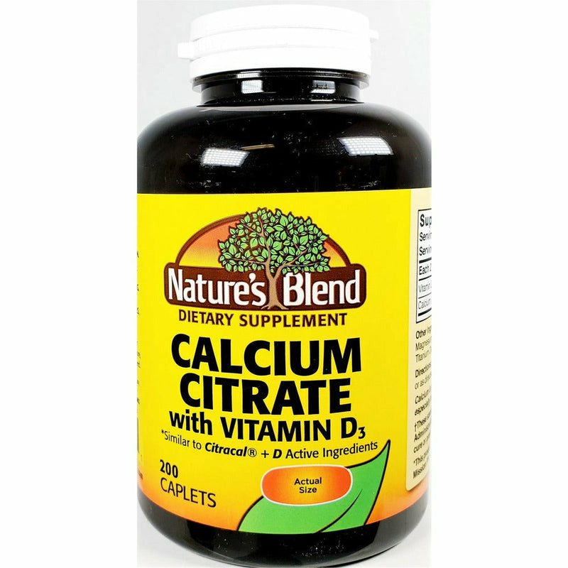 Calcium Citrate 630 mg with Vitamin D3, 200 Caplets by Natures Blend - Main product image