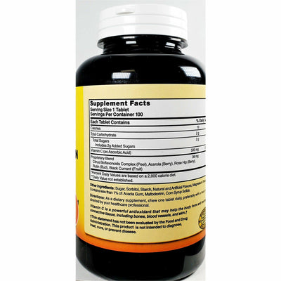 Nature's Blend Chewable Vitamin C with Acerola (Immune Support), 500 mg 100 Tablets