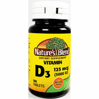 Vitamin D3 125 mcg (5000 IU) 100 Tablets by Natures Blend - Image 1